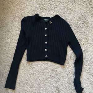 Black button down cropped sweater!